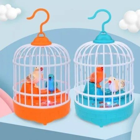 Baby Birds Toys, Singing & Chirping Bird in a Cage – Blue | TOYANDONA