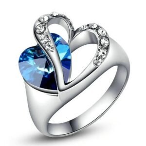 Blue Heart Finger Ring – Stunning Silver & Blue Design