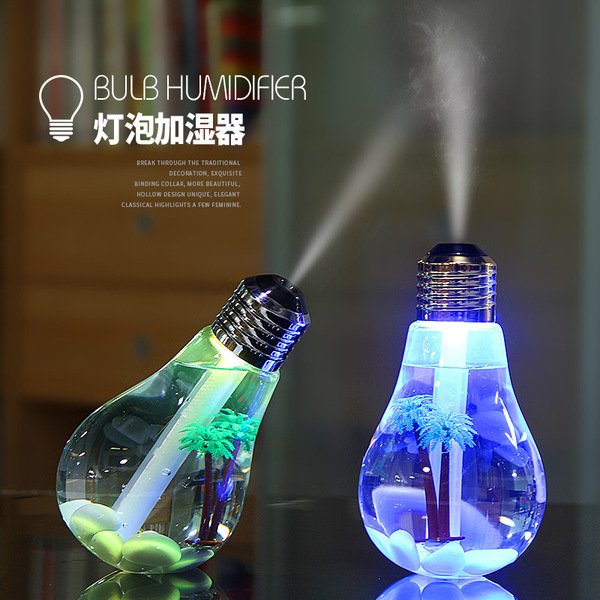 Bulb Humidifier Lamp Shade Decorative Lights Diffuser Purifier Atomizer with Colorful LED Night Light for Home Decor