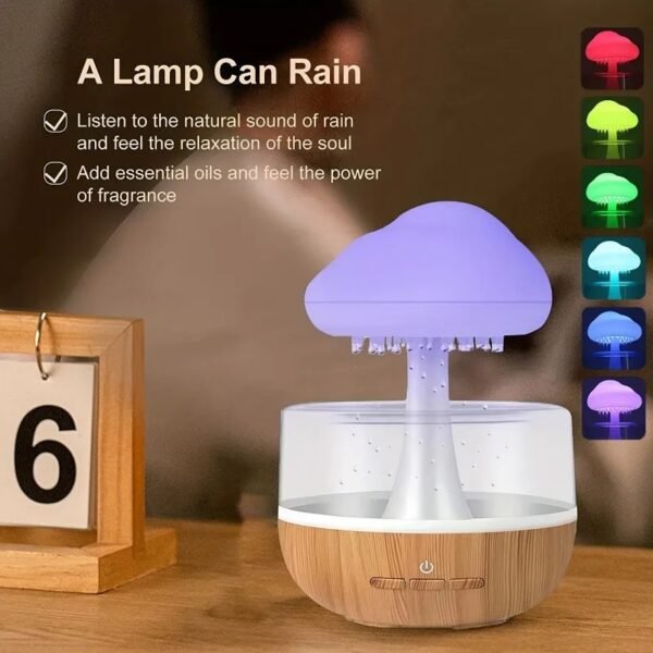 Rain Cloud Night Light Humidifier with Raining Water Drop Sound Oil Diffuser for Bedroom