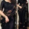 Pure jorjet with digital print saree and blouse unstitched