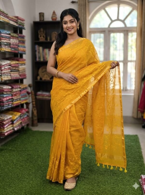 ✨ Embroidery Premium Half Silk Sharee ✨🚚 সারাদেশে ফ্রি হোম ডেলিভারি ✨ প্রিমিয়াম হাফ সিল্ক এমব্রয়ডারি শাড়ি ✨